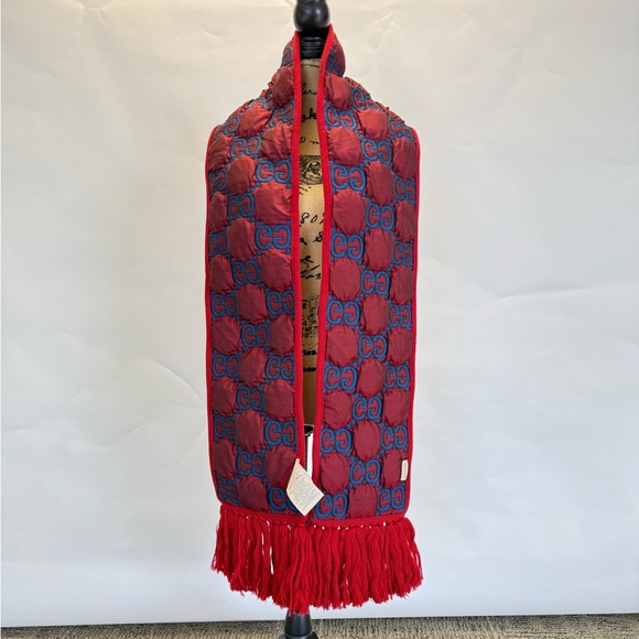 Gucci Blue and Red Logo puffer scarf - Picture 3 of 8